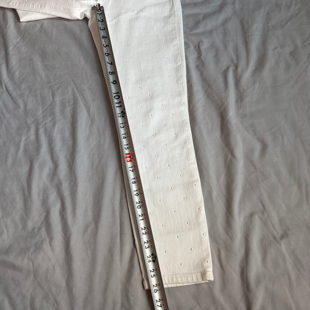 J Brand White Skinny Jeans Size 27 Textured Dot Stretch Denim - Picture 11 of 13
